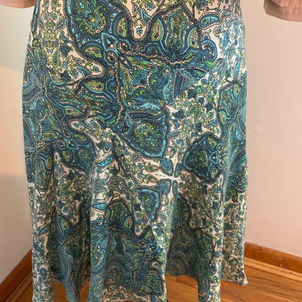 Paisley Blue and Green Women's Skirt size 8